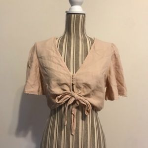 Zara Pink Tie Crop Top L